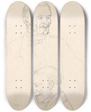 Triptych art skateboard deck of Adolph Tidemand Portrait Studies Of A Man by Adolph Tidemand (1814-1876) Triptych art skateboard deck of Adolph Tidemand Portrait Studies Of A Man by Adolph Tidemand (1814-1876)