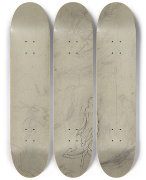 Triptych art skateboard deck of Victor Mller Death And The Girl by Victor Muller (1829-1871)