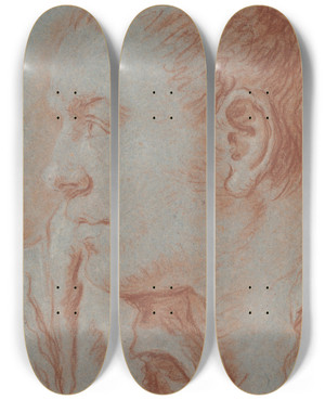 Triptych art skateboard deck of Giovanni Battista Tiepolo Head Of A Young Man In Profile by Giovanni Battista Tiepolo (1696-1770) Triptych art skateboard deck of Giovanni Battista Tiepolo Head Of A Young Man In Profile by Giovanni Battista Tiepolo (1696-1770)