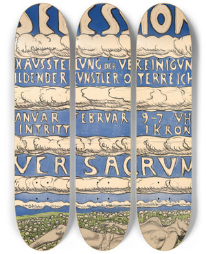 Triptych art skateboard deck of Ferdinand Hodler Secession Xix Ausstellung Der Vereinigung Bildender Knstler Sterreichs Ver Sacrum by Ferdinand Hodler (1853-1918)