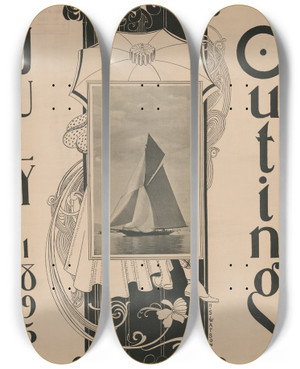Triptych art skateboard deck of Henry Summer Watson Outing For July by Henry Summer Watson (1868-1933)