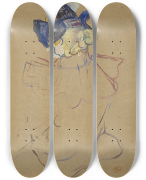 Triptych art skateboard deck of Henri De Toulouselautrec Seated Woman From Behind Study For Au Moulin Rouge by Henri de Toulouse-Lautrec (1864-1901)