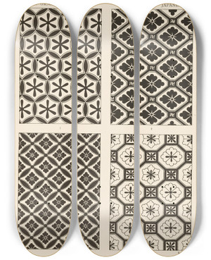 Triptych art skateboard deck of George Ashdown Audsley Outlines Of Ornament In The Leading Styles Pl25 by George Ashdown Audsley (1838-1925)