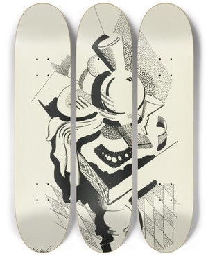 Triptych art skateboard deck of After Auguste Rodin Abstract_2 by After Auguste Rodin (1840-1917)
