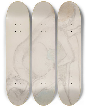 Triptych art skateboard deck of Edgar Degas Femme Sessuyant_1 by Edgar Degas (1834-1917)