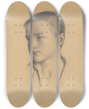 Triptych art skateboard deck of Harry Linley Richardson Portrait Of A Boy by Harry Linley Richardson (1878-1947)