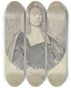 Triptych art skateboard deck of Johann Heinrich Roos Bildnis Des Nicolaus Ruland by Johann Heinrich Roos (1631-1685)