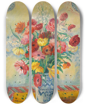 Triptych art skateboard deck of Henri Manguin Les Renoncules by Henri Manguin (1874-1949)