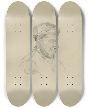 Triptych art skateboard deck of Floris Verster Portrait Of A Man by Floris Verster (1861-1927)