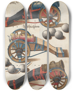 Triptych art skateboard deck of Jorg Kolderer Maximiliani Konig Zeughauss Pl18 by Jorg Kolderer (1465-1540)