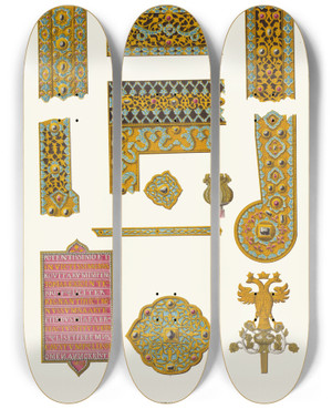 Triptych art skateboard deck of Fedor Grigoryevich Solntsev Kresly Tsaria Alekseia Mikhailovicha Izobrazhenie 5 by Fedor Grigoryevich Solntsev (1801-1892)