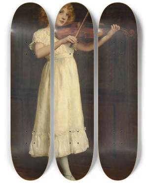 Triptych art skateboard deck of John Collier The Sonatina by John Collier (1850-1934)