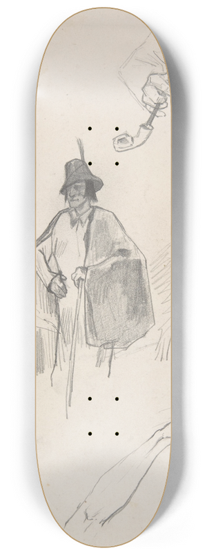 Flicien Rops - Sheet with figures, details of hands and feet 8.25 inch art skate deck