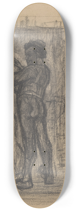 Flicien Rops - Standing man with beer mugs 8.25 inch art skate deck