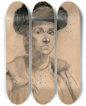 Triptych art skateboard deck of Sarah Henrietta Purser Mrs Moore 24 Powers Court by Sarah Henrietta Purser (1848-1943)