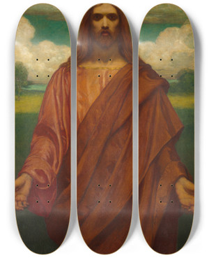 Triptych art skateboard deck of Kenyon Cox Christ by Kenyon Cox (1856-1919)