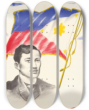 Triptych art skateboard deck of Us Information Agency Preserved Your Independence by U S Information Agency (1953-1999)