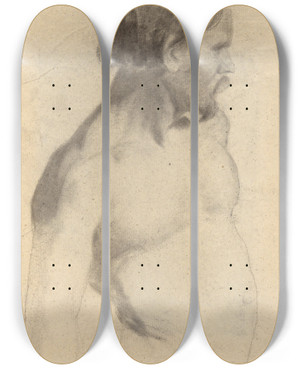 Triptych art skateboard deck of Edwin White Male Nude by Edwin White (1817-1877)
