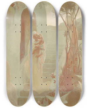 Triptych art skateboard deck of Guillaume Dubufe Lenfant by Guillaume Dubufe (1853-1909)