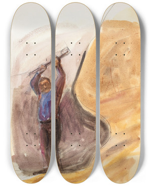 Triptych art skateboard deck of Magnus Enckell Mies Ja Tanko Luonnos by Magnus Enckell (1870-1925)