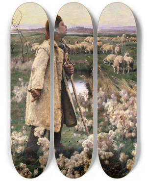Triptych art skateboard deck of Ruger Donoho Shepherd by Ruger Donoho (1858-1916)