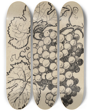 Triptych art skateboard deck of Hans Thoma Traube by Hans Thoma (1839-1924)