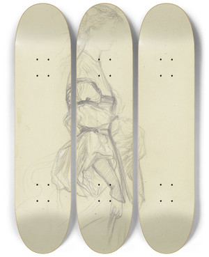 Triptych art skateboard deck of Victor Mller Schneewittchen Nach Rechts Das Kleid Leicht Raffend by Victor Muller (1829-1871)