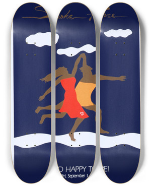 Triptych art skateboard deck of National Institutes Of Health Smoke Free And Happy To Be by National Institutes Of Health (1887)