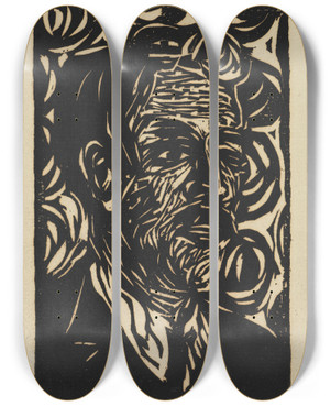 Triptych art skateboard deck of Ernst Ludwig Kirchner Portrt Max Pechstein by Ernst Ludwig Kirchner (1880-1938)