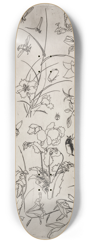 Flix Bracquemond - Dinner Service (Rousseau service); Flowers and Insects (no. 15) 8.25 inch art skate deck