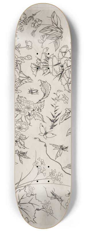 Flix Bracquemond - Dinner Service (Rousseau service); Flowers (no. 22) 8.25 inch art skate deck Flix Bracquemond - Dinner Service (Rousseau service); Flowers (no. 22) 8.25 inch art skate deck