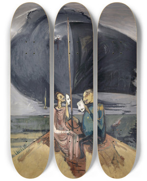 Triptych art skateboard deck of Walter Kurt Wiemken Black Flags by Walter Kurt Wiemken (1907-1940)