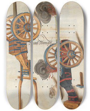 Triptych art skateboard deck of Jorg Kolderer Maximiliani Konig Zeughauss Pl08 by Jorg Kolderer (1465-1540)