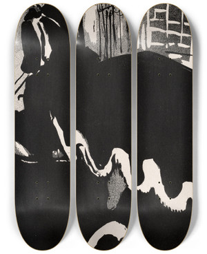 Triptych art skateboard deck of Henri De Toulouselautrec Ultime Ballade by Henri de Toulouse-Lautrec (1864-1901)