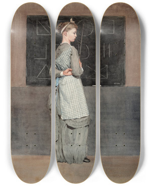 Triptych art skateboard deck of Winslow Homer Blackboard by Winslow Homer (1836-1910)