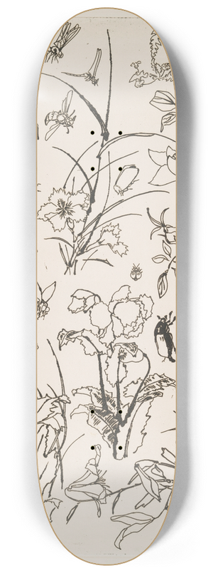 Flix Bracquemond - Fleurs et insectes 8.25 inch art skate deck