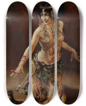 Triptych art skateboard deck of Leopold Schmutzler Lili Marberg As Salome by Leopold Schmutzler (1864-1941)