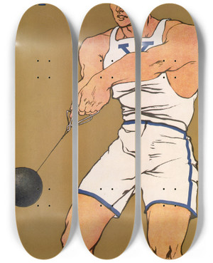 Triptych art skateboard deck of Edward Penfield Yale by Edward Penfield (1866-1925)