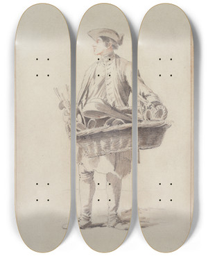 Triptych art skateboard deck of Edm Bouchardon Potier Rtameur by Edme Bouchardon (1698-1762)