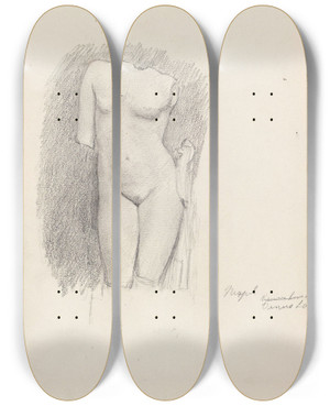 Triptych art skateboard deck of Signe Scheel Venus Torso by Signe Scheel (1860-1942)