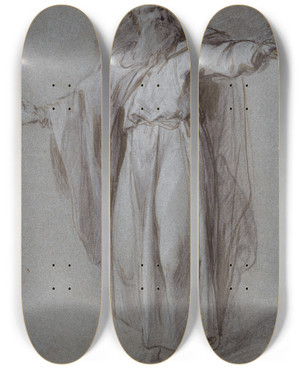 Triptych art skateboard deck of Jacob De Wit Figural Study Moses by Jacob de Wit (1695-1754)