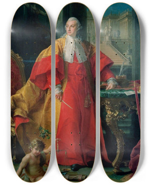 Triptych art skateboard deck of Pompeo Batoni Portrait Of Abbondio Rezzonico by Pompeo Batoni (1708-1787)