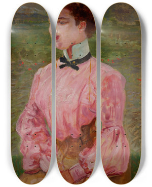 Triptych art skateboard deck of Jacek Malczewski Portrait Of A Young Lady by Jacek Malczewski (1854-1929)
