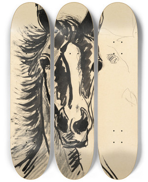 Triptych art skateboard deck of Francis Picabia Tte De Cheval by Francis Picabia (1879-1953)