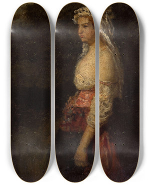 Triptych art skateboard deck of Flix Ziem Femme Du Trastevere by Felix Ziem (1821-1911)