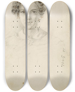 Triptych art skateboard deck of James Abbott Mcneill Whistler Portrait Of Whistler by James Abbott Mcneill Whistler (1834-1903)