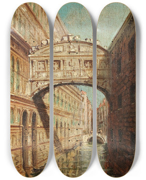 Triptych art skateboard deck of Marco Grubas Piazetta by Marco Grubas (1839-1910)