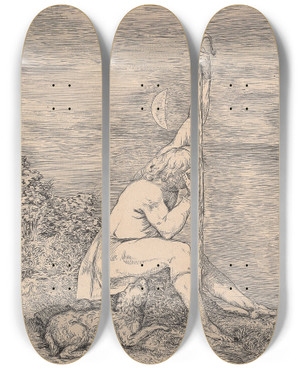 Triptych art skateboard deck of Welby Sherman The Shepherd by Welby Sherman