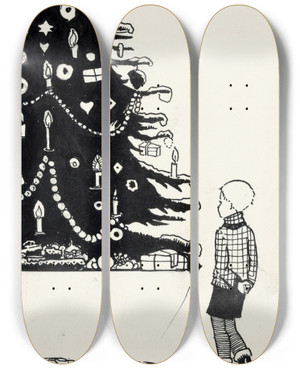 Triptych art skateboard deck of C Goes Iwan Bij Een Kerstboom by C Goes (20-)