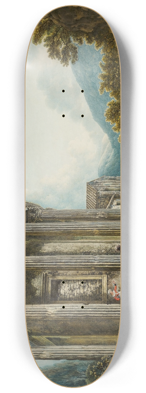 Abraham-Louis-Rodolphe Ducros - Tivoli, a view of the Temple of the Sibyl 8.25 inch art skate deck Abraham-Louis-Rodolphe Ducros - Tivoli, a view of the Temple of the Sibyl 8.25 inch art skate deck